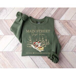 Mickey Minnie Main Street Sleigh Rides Sweatshirt, Disney Christmas Sweatshirt05